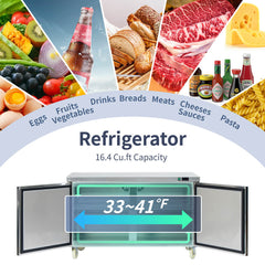 ICECASA 60" Stainless Steel Commercial Undercounter Fridge