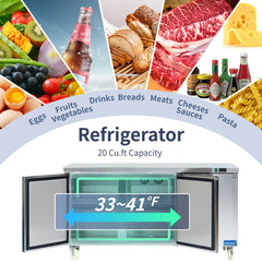 ICECASA 72" Stainless Steel Commercial Undercounter Fridge
