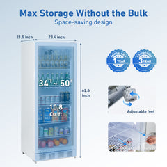 KOOLOTS Commercial 24" Glass Door Reach-In Refrigerator 10.8 Cu.Ft Beverage Display | KSC-280A