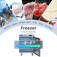 Commercial Undercounter Freezer, ICECASA 27 Inch 1 Door Under Counter Lowboy Worktop Freezer