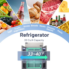 ICECASA 48 Inch Commercial Reach-In Refrigerator, 4 Split Doors, Stainless Steel Upright Cooler