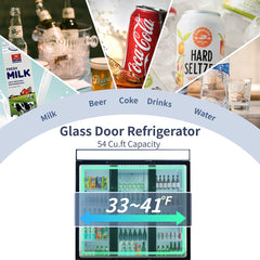 ICECASA 72" 3 Door Commercial Beverage Cooler, 3 Glass Door Commercial Drink Refrigerator