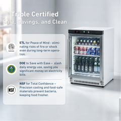 KOOLOTS Commercial 23" Glass Door Countertop Refrigerator 4.8 Cu.Ft Beverage Display | KR200G
