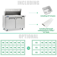 ICECASA 48" Stainless Steel Mega Top Sandwich Prep Table Refrigerator