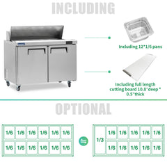 ICECASA 48" Stainless Steel Sandwich Prep Table Refrigerator