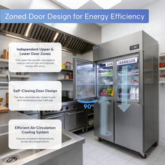 ICECASA Commercial 48" 4 Split Door Refrigerator Upright Reach-In Cooler for Restaurant | ICE-128R4