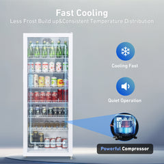 KOOLOTS Commercial 22" Glass Door Reach-In Refrigerator 8.5 Cu.Ft Beverage Display | KSC-248