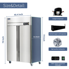 ICECASA 48" Fridge For Commercial, Industrial 1 Door Reach-In Stand Up Commercial Refrigerator, Cooler