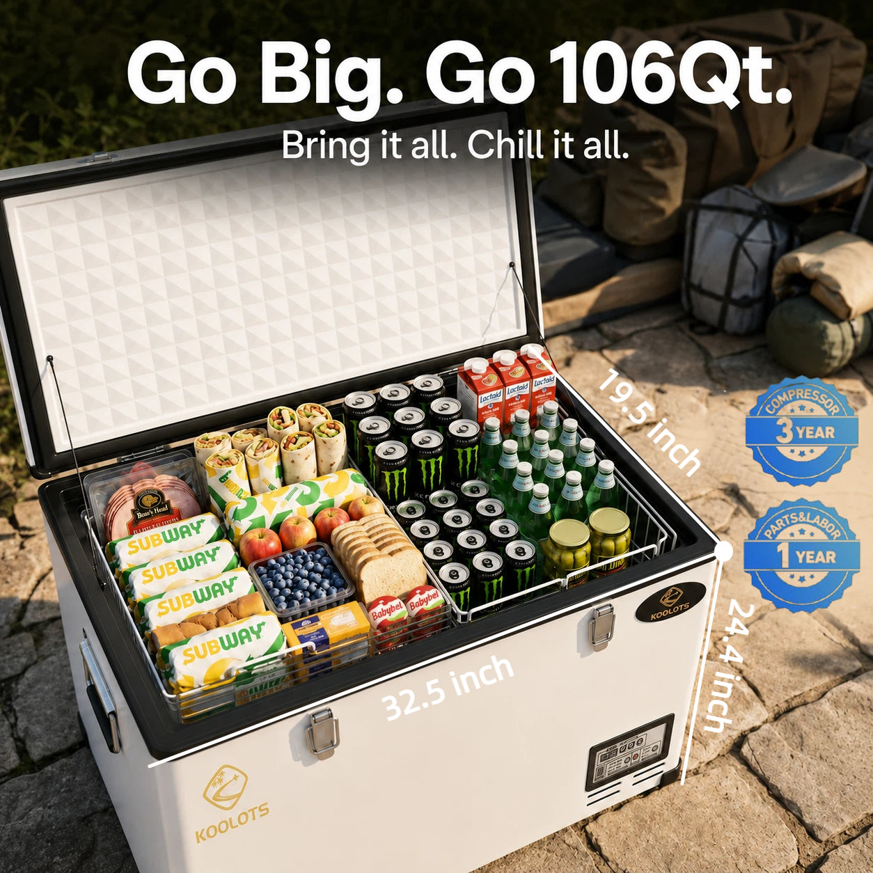 ICECASA 106Qt Portable Car Refrigerator Freezer | HMCZ100SS