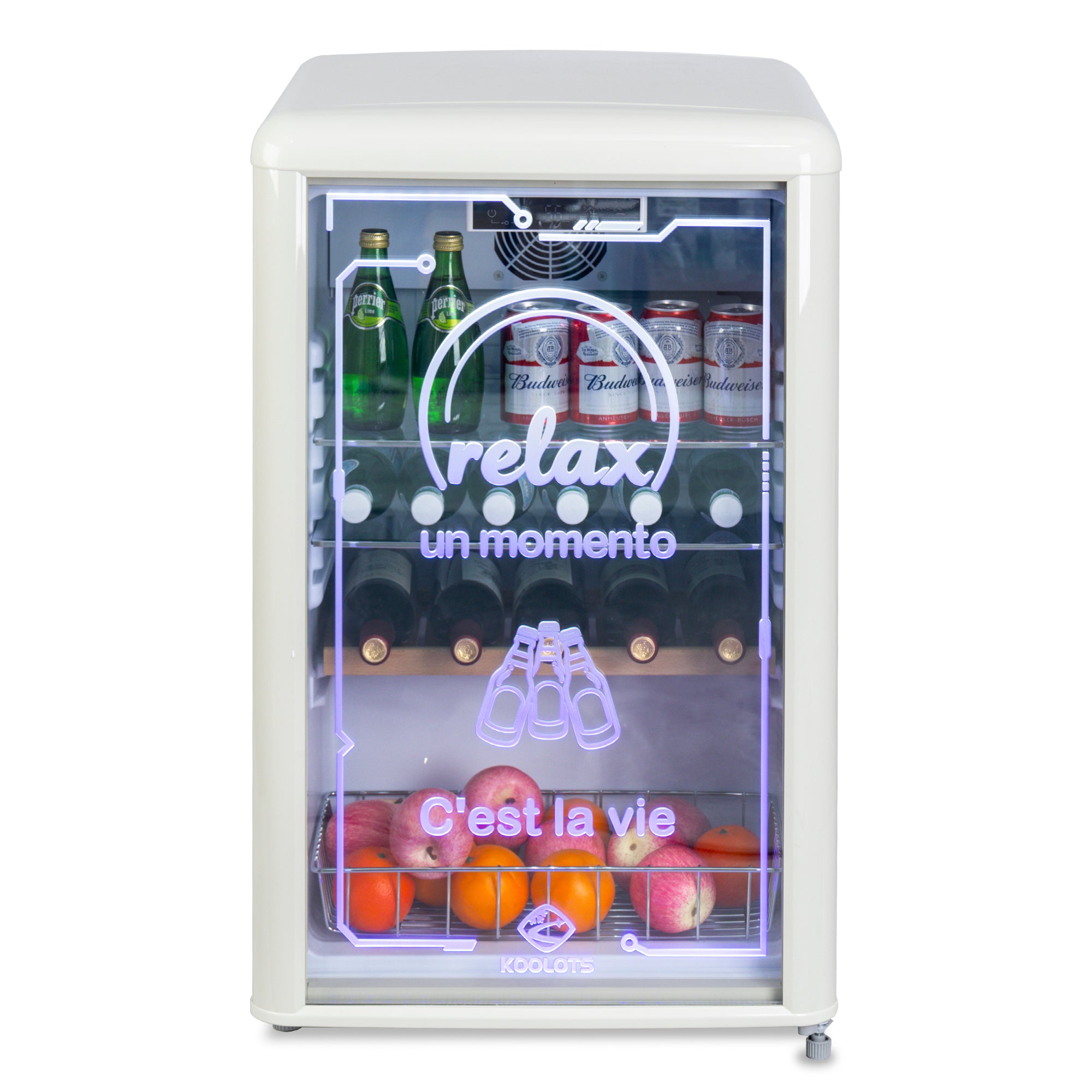 KOOLOTS Retro 4.4 Cu.ft Beverage Cooler with Neon Ambient LED Lighting | KJCS-126R