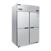 ICECASA 48" Refrigerator Freezer Combo - 4 Split Doors Stainless Steel Upright Fridge and Freezer for Restaurant