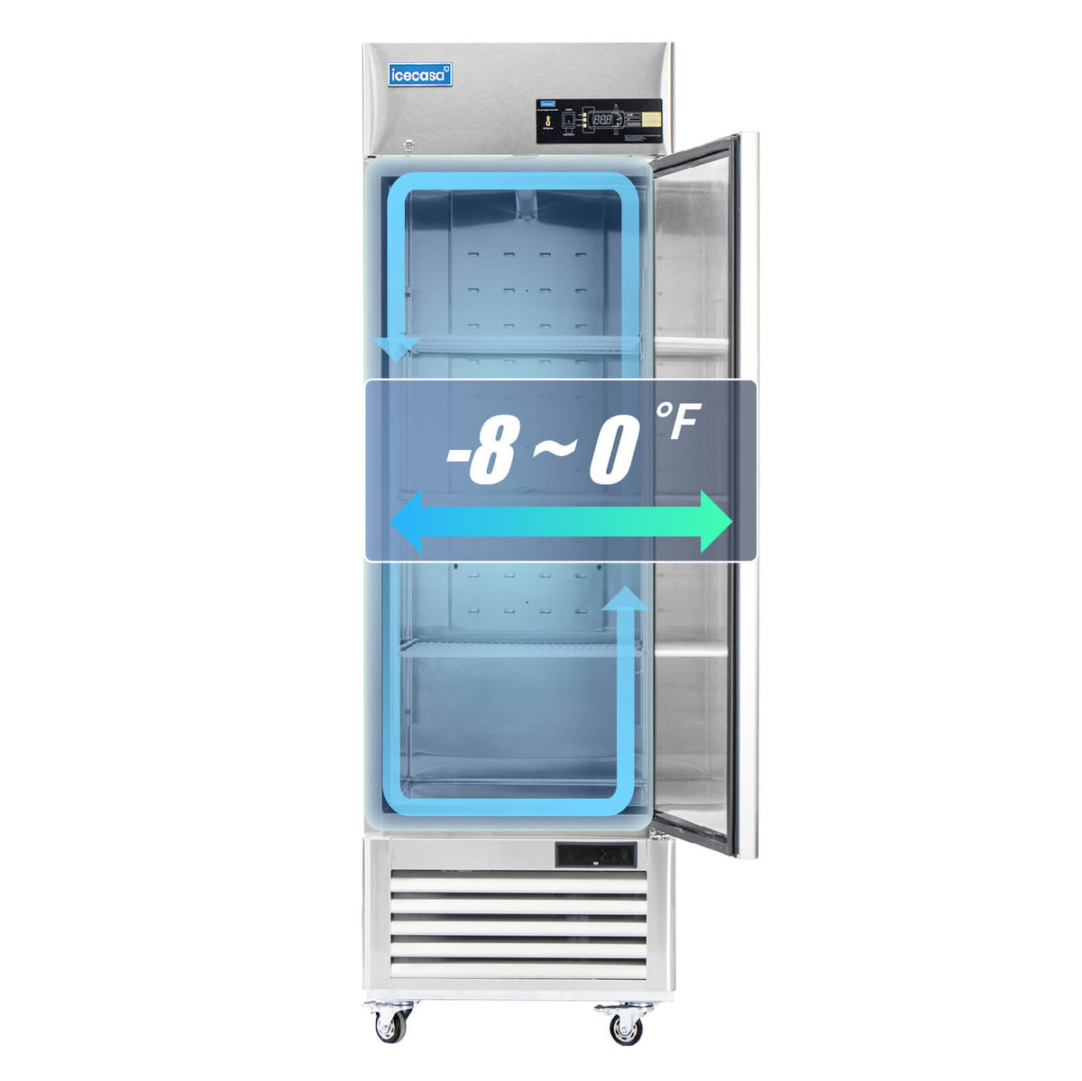 ICECASA 27" Freezer For Commercial, Industrial 1 Door Reach-In Commercial Stand Up Freezer