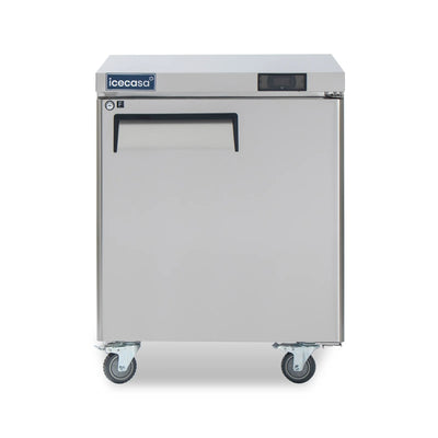 ICECASA Commercial 27" 1-Door Undercounter Freezer Stainless Steel Worktop Freezer | ITF-27