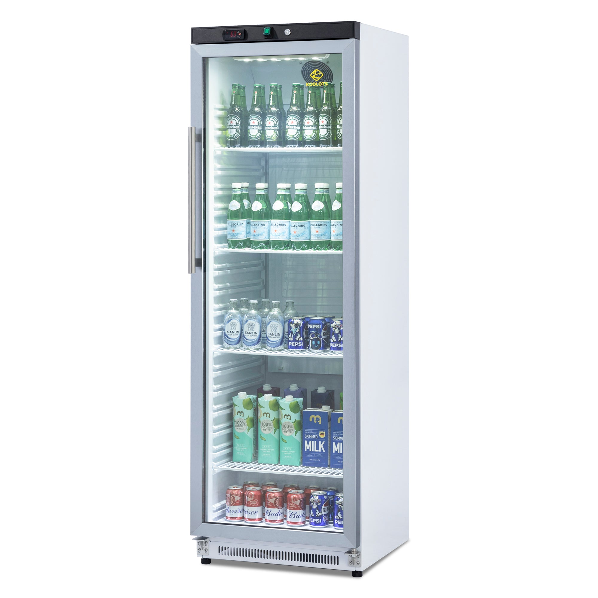 KOOLOTS Commercial 24" Glass Door Reach-In Refrigerator 13.6 Cu.Ft Beverage Display | KR400G