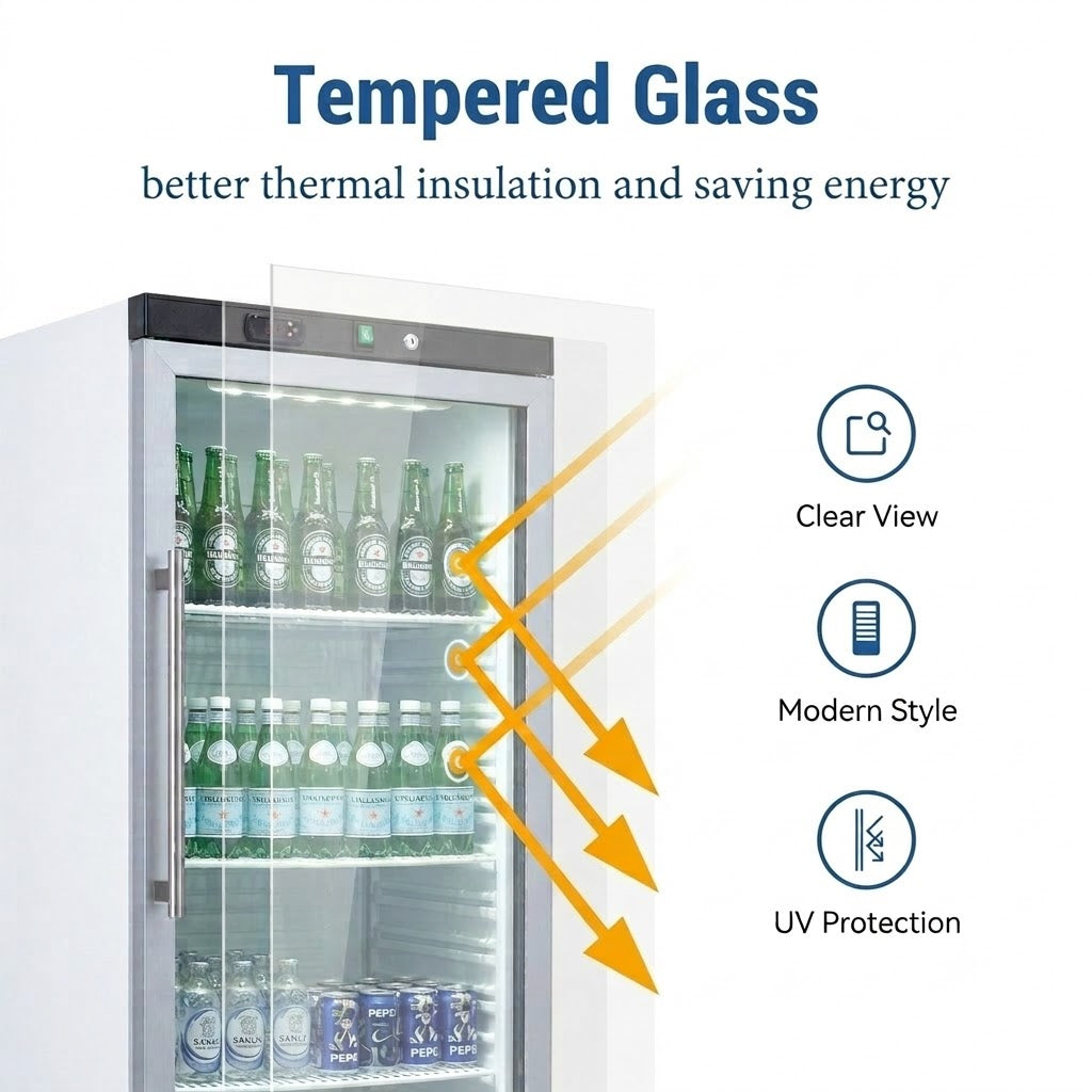 KOOLOTS Commercial 24" Glass Door Reach-In Refrigerator 13.6 Cu.Ft Beverage Display | KR400G