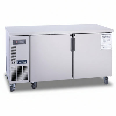 ICECASA Commercial 60" 2-Door Worktop Undercounter Freezer Stainless Steel 13 Cu.ft | ICE-150FT