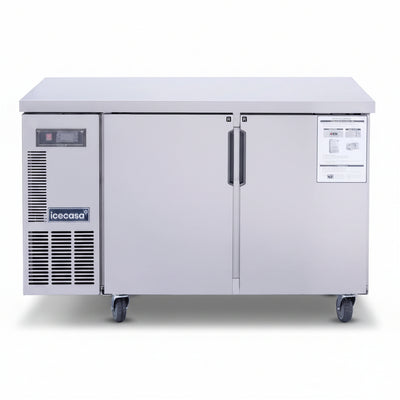 ICECASA Commercial 48" 2-Door Worktop Undercounter Refrigerator Stainless Steel 9.4 Cu.ft | ICE-120RT