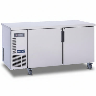 ICECASA Commercial 60" 2-Door Worktop Undercounter Refrigerator Stainless Steel 13 Cu.ft | ICE-150RT