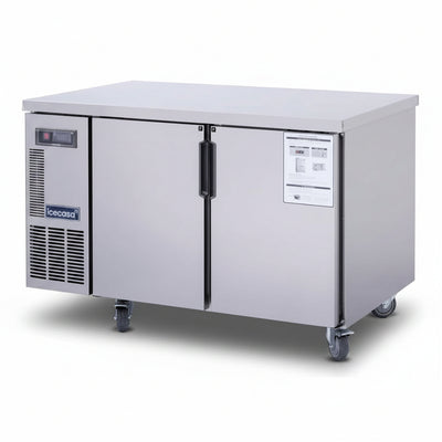 ICECASA Commercial 48" 2-Door Worktop Undercounter Freezer Stainless Steel 9.4 Cu.ft | ICE-120FT