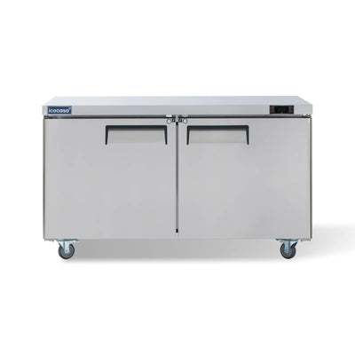 ICECASA Commercial 60" 2-Door Undercounter Freezer Stainless Steel Worktop Freezer | ITF-60