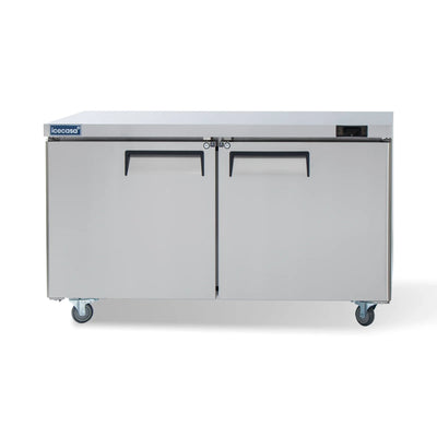 ICECASA Commercial 60" 2-Door Undercounter Refrigerator Stainless Steel Worktop Cooler | ITR-60