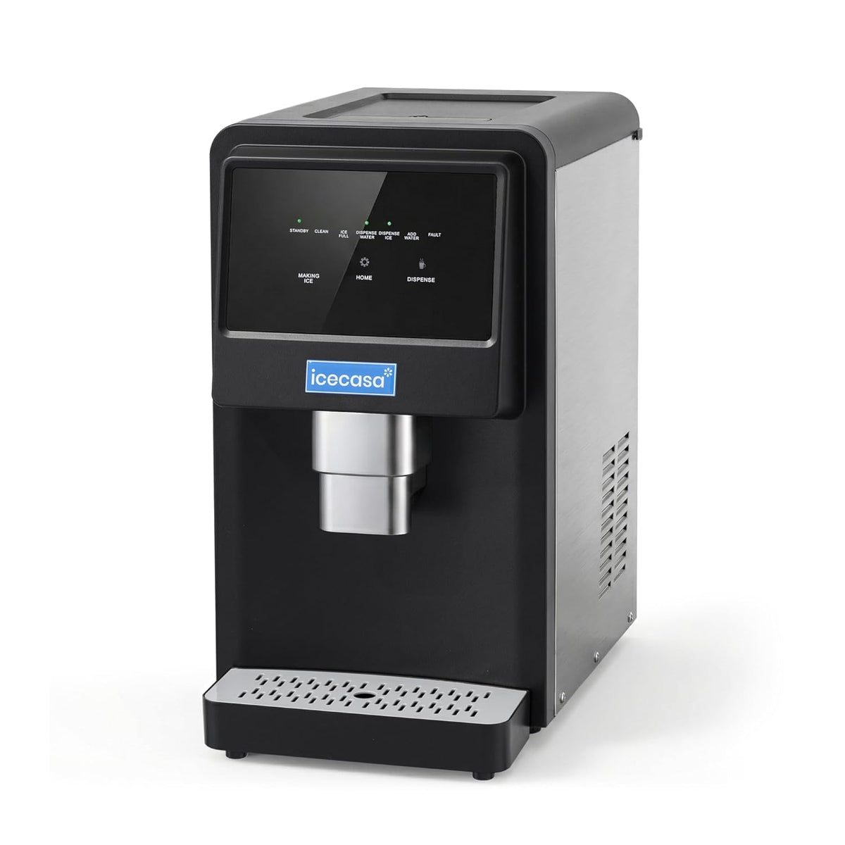 ICECASA Commercial 80 lbs/Day Nugget Ice Maker Countertop Soft Chewable Ice Water Dispenser Touch Screen | SKF-S30JW