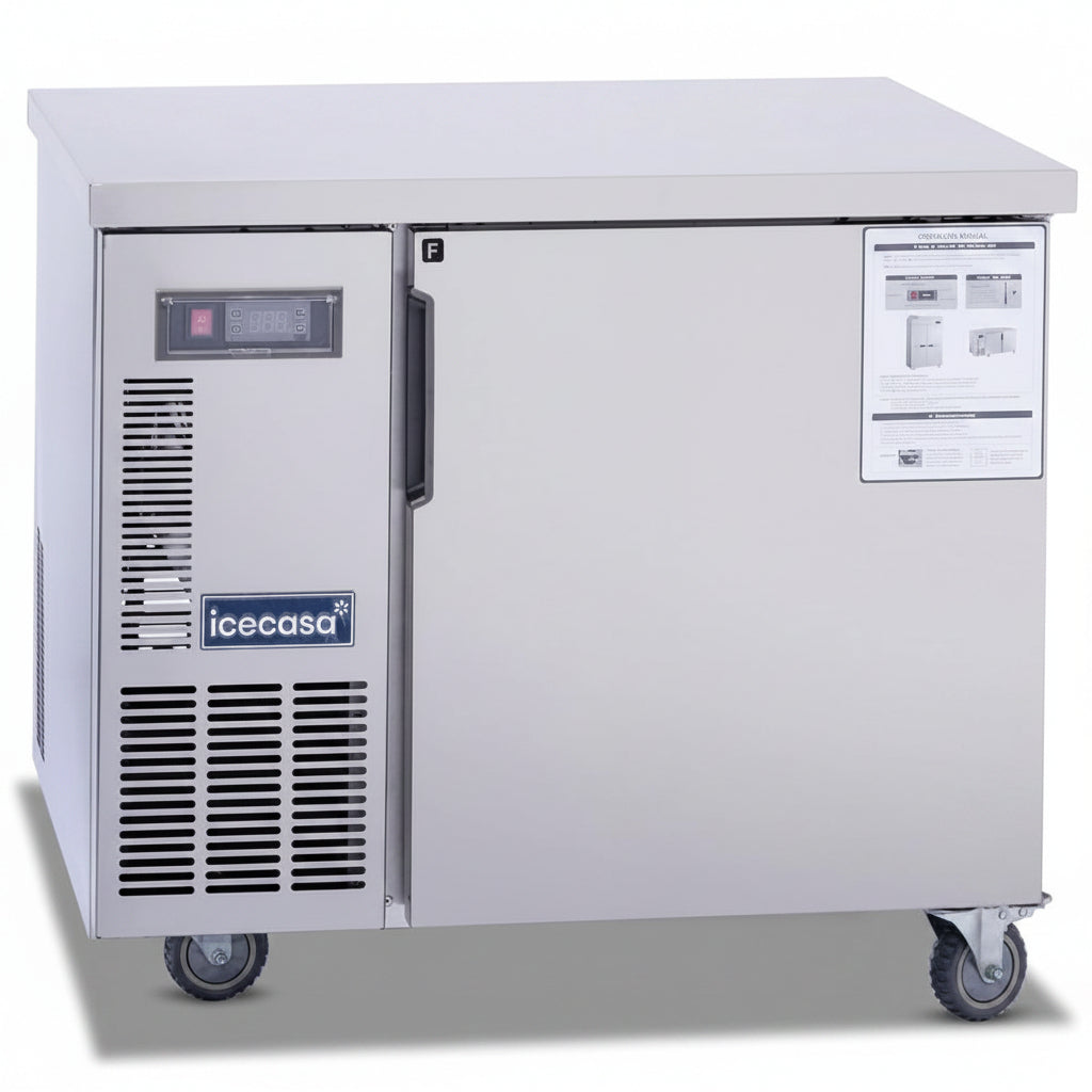 ICECASA Commercial 36" Single Door Worktop Undercounter Freezer Stainless Steel 6 Cu.ft | ICE-90FT
