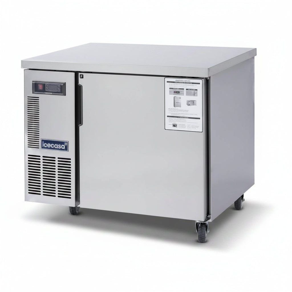 ICECASA Commercial 36" Single Door Worktop Undercounter Freezer Stainless Steel 6 Cu.ft | ICE-90FT