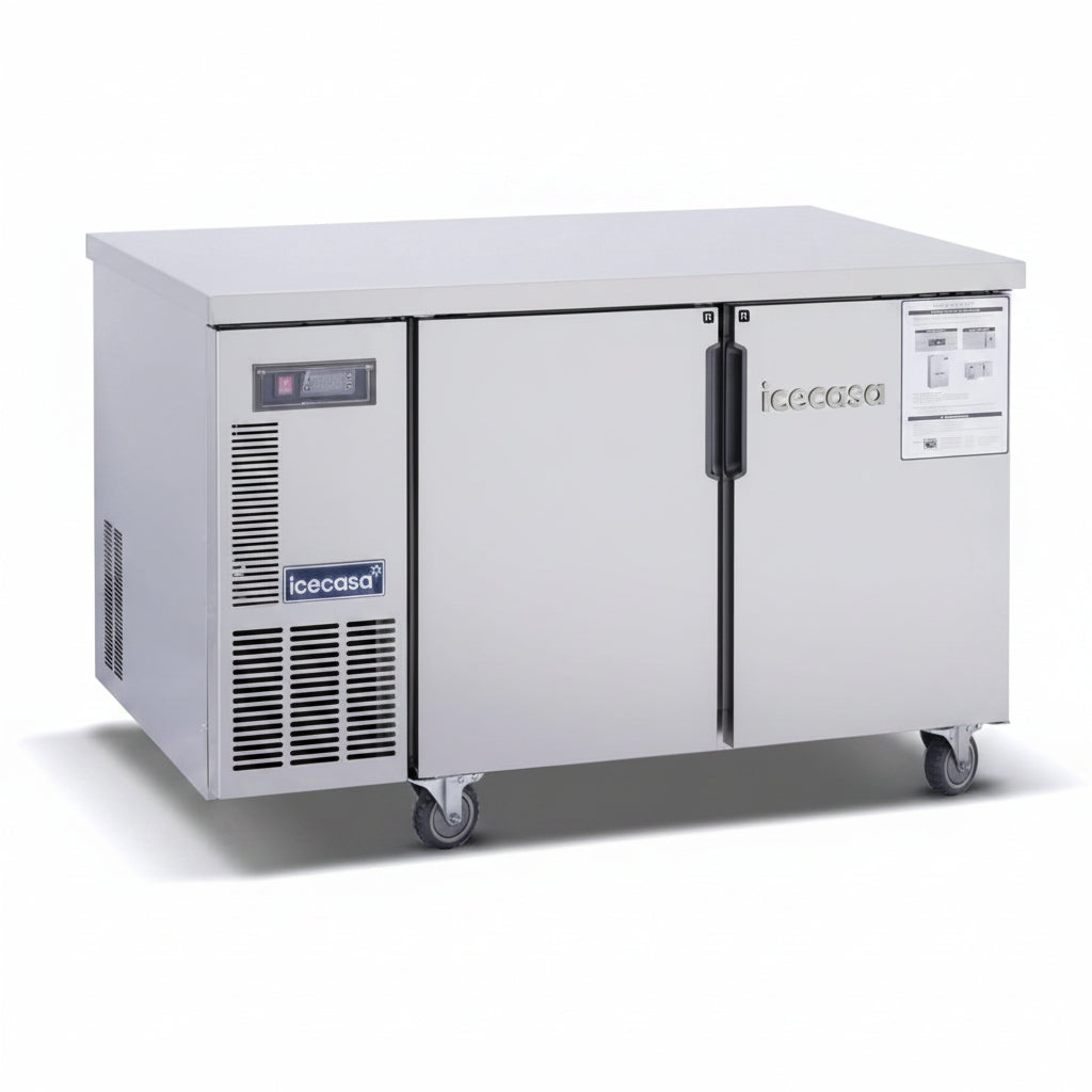 ICECASA Commercial 48" 2-Door Worktop Undercounter Refrigerator Stainless Steel 9.4 Cu.ft | ICE-120RT