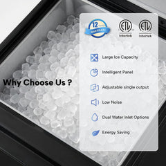 ICECASA Commercial 80 lbs/Day Nugget Ice Maker Countertop Soft Chewable Ice Water Dispenser Touch Screen | SKF-S30JW