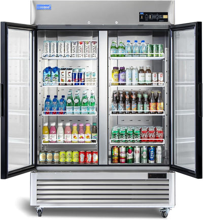 ICECASA Commercial 54" 2 Glass Door Reach-In Refrigerator Display Merchandiser | ICE-49RG