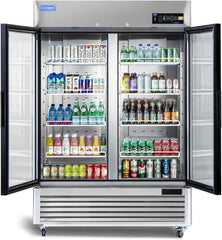 ICECASA Commercial 54" 2 Glass Door Reach-In Refrigerator Display Merchandiser | ICE-49RG