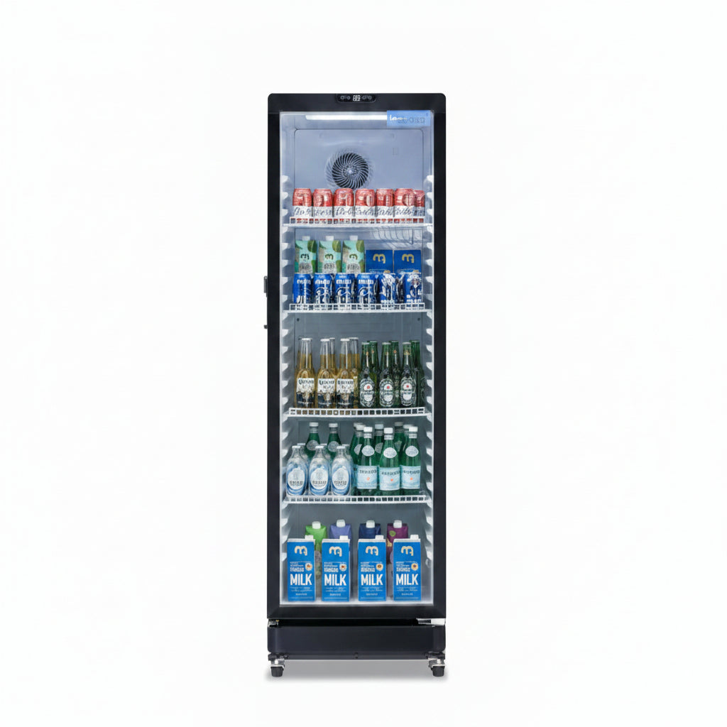 ICECASA Commercial 22.6" Single Glass Door Beverage Refrigerator Upright Display Cooler 12 Cu.ft | ICE-LSC350
