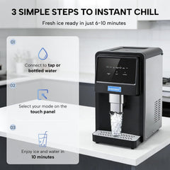 ICECASA Commercial 80 lbs/Day Nugget Ice Maker Countertop Soft Chewable Ice Water Dispenser Touch Screen | SKF-S30JW