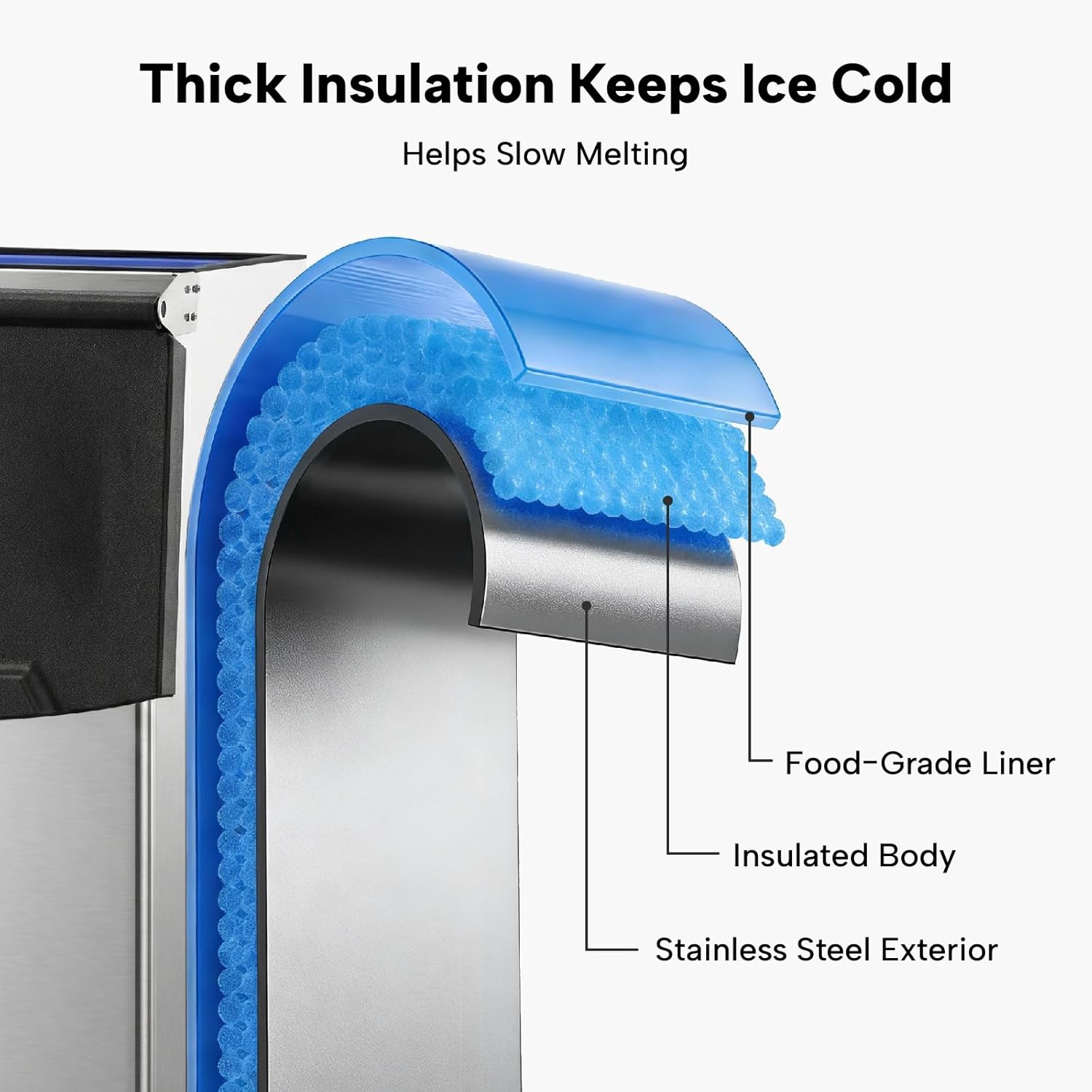 ICECASA Commercial 540 lbs/24H Modular Ice Maker Full Cube with 200 lbs Bin | Restaurant | ICE-M540F