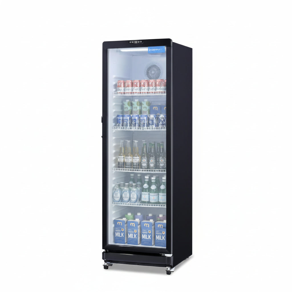 ICECASA Commercial 22.6" Single Glass Door Beverage Refrigerator Upright Display Cooler 12 Cu.ft | ICE-LSC350
