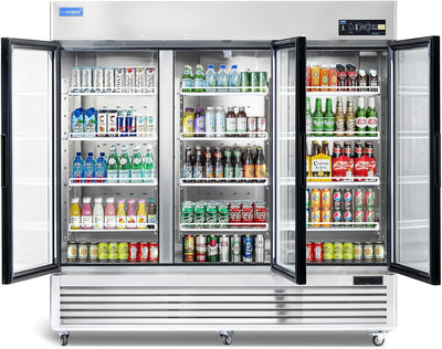 ICECASA Commercial 82" 3 Glass Door Reach-In Refrigerator Display Merchandiser | ICE-81RG