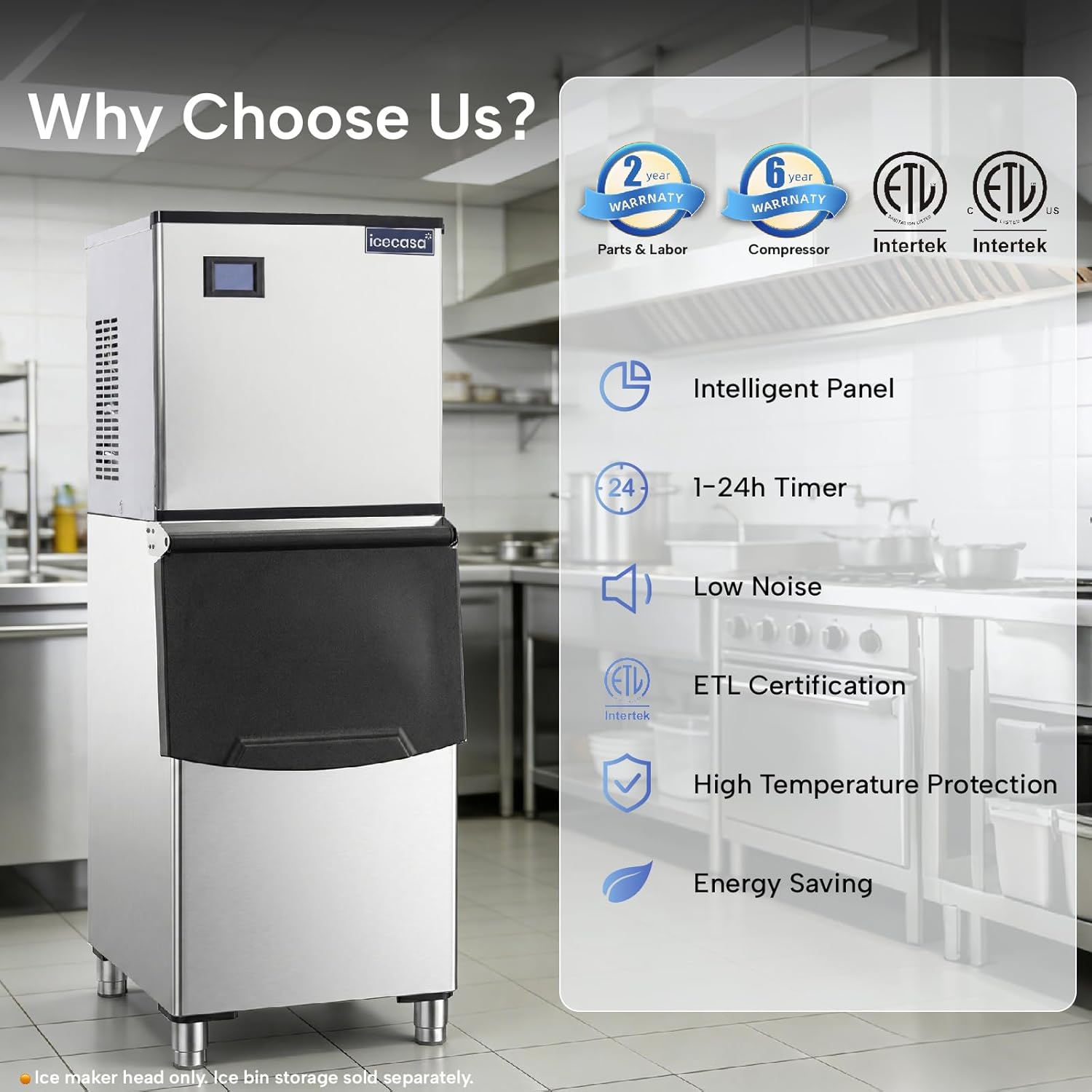 ICECASA Commercial 540 lbs/24H Modular Ice Maker Machine Head Full Cube | Restaurant | ICE-M540F