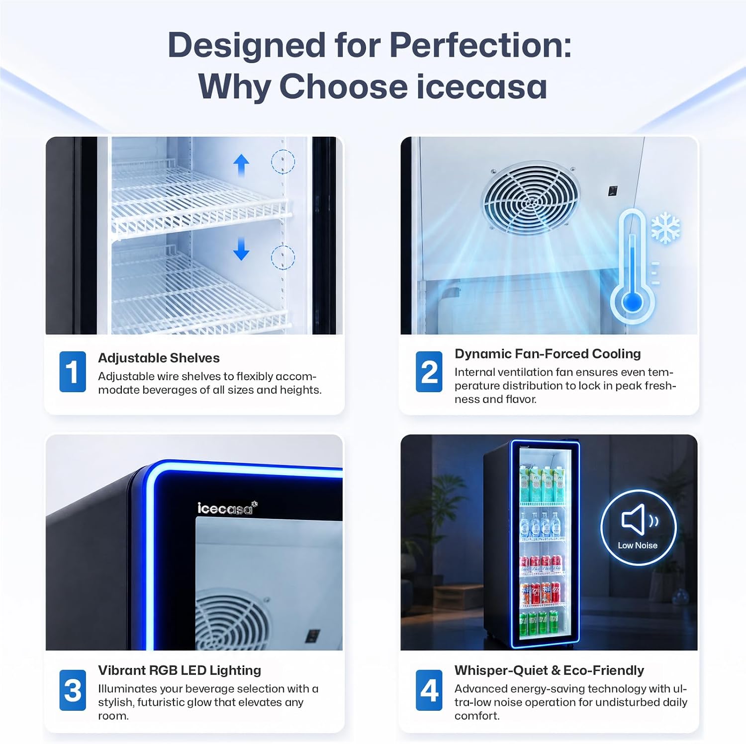 ICECASA Commercial 17" Single Glass Door Upright Beverage Refrigerator 7.8 Cu.Ft | ICE-240N