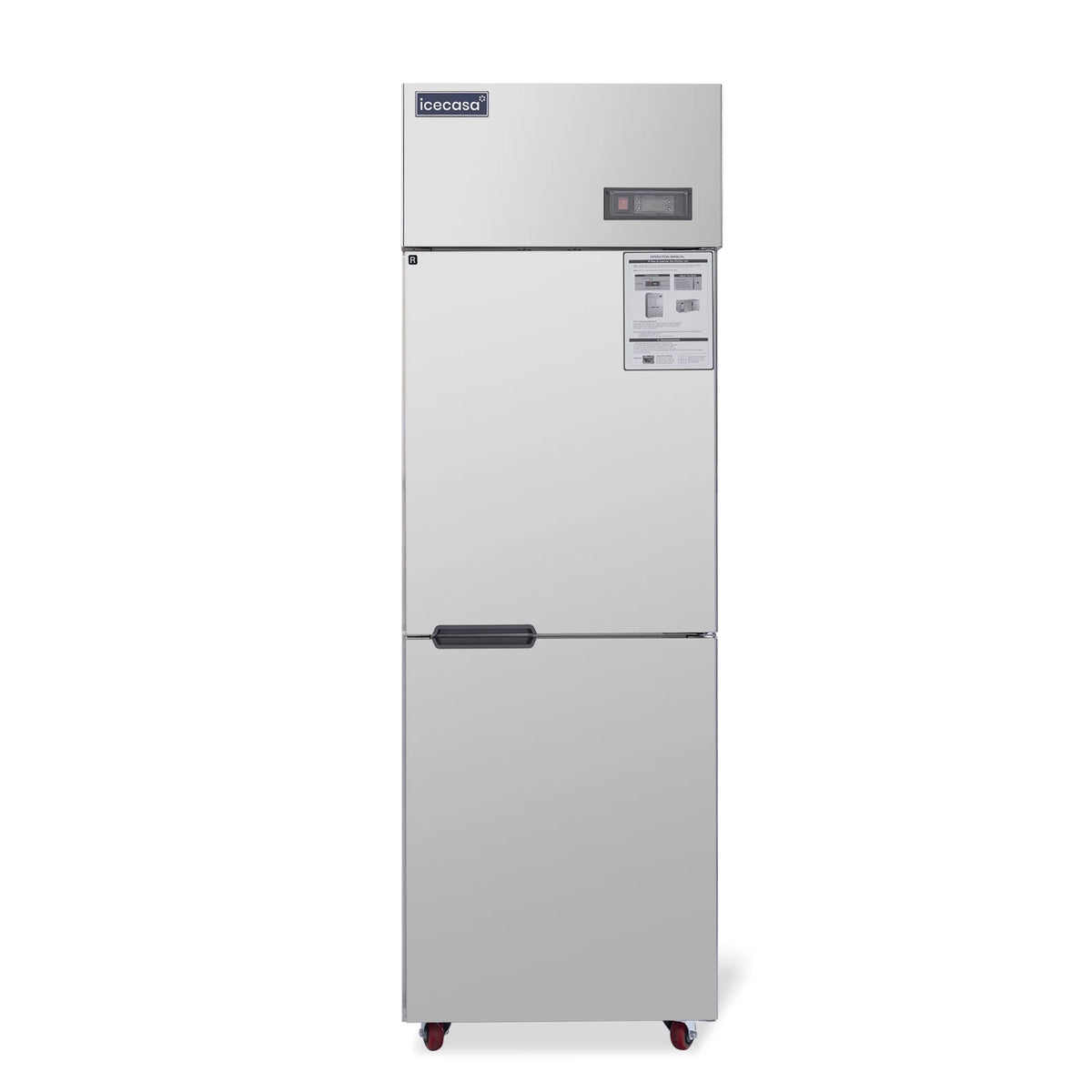 ICECASA Commercial 24" 2 Split Door Refrigerator Upright Reach-In Cooler for Restaurant | ICE-68R2