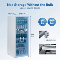 KOOLOTS Commercial 22" Glass Door Reach-In Refrigerator 8.5 Cu.Ft Beverage Display | KSC-248