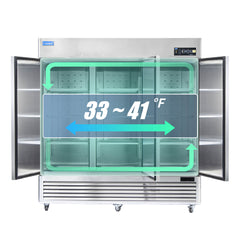 ICECASA 82" Fridge For Commercial, Industrial 3 Door Reach-In Stand Up Commercial Refrigerator, Cooler