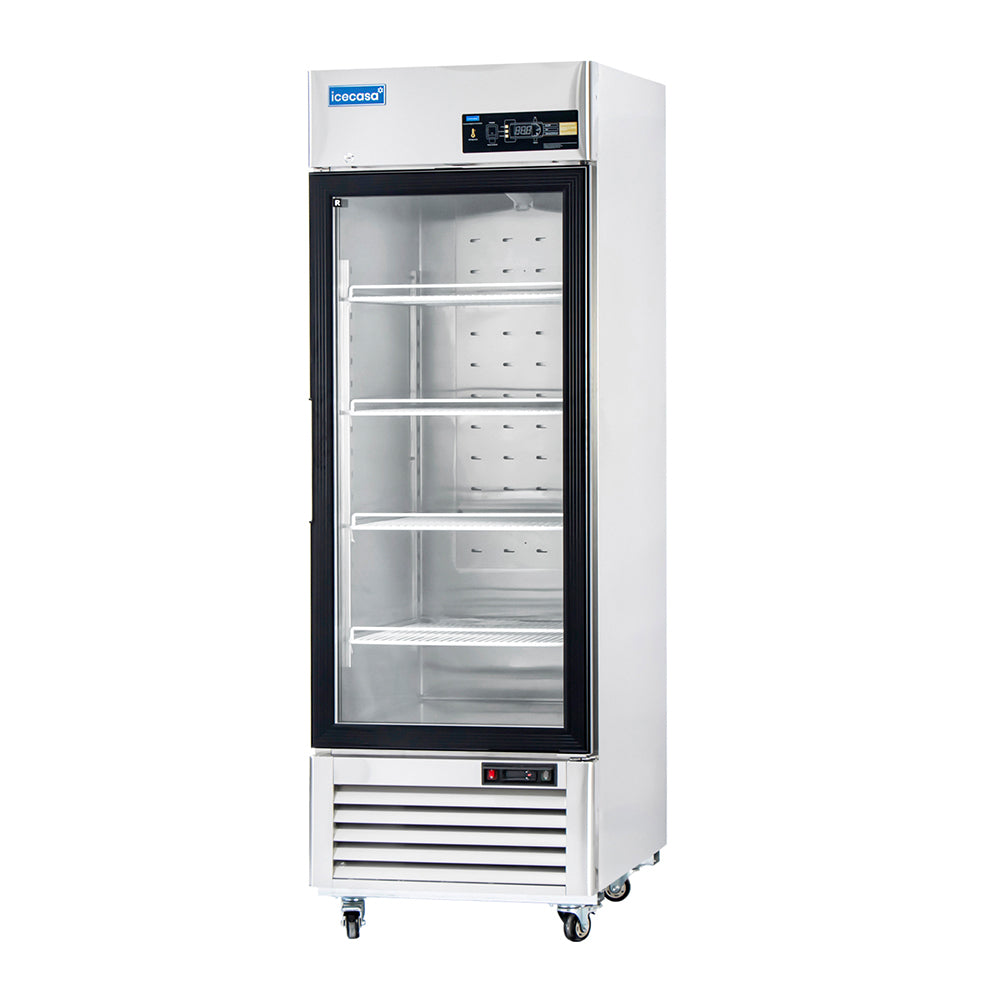 ICECASA 27" 1 Door Commercial Beverage Cooler, Single Glass Door Commercial Drink Refrigerator