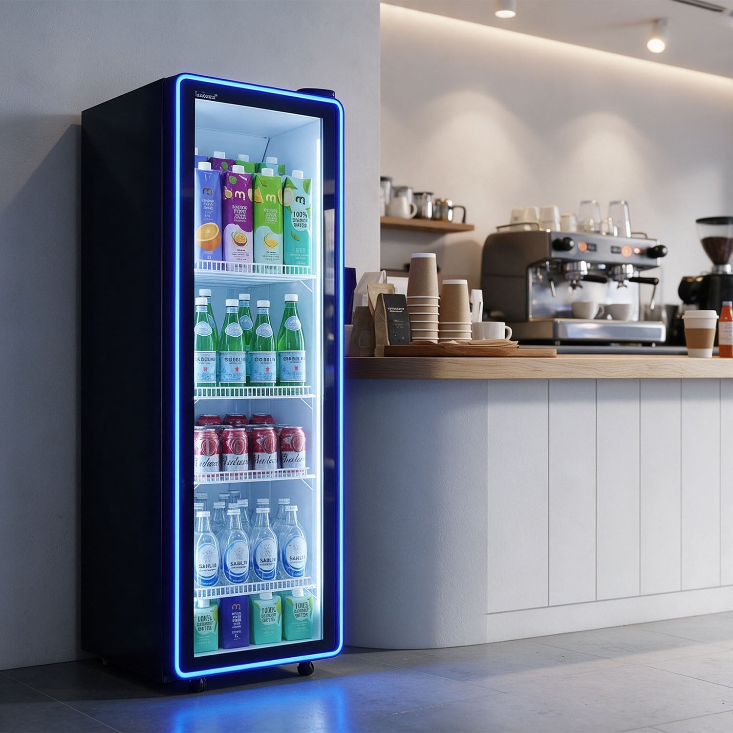 ICE-310N beverage refrigerator in a coffee space