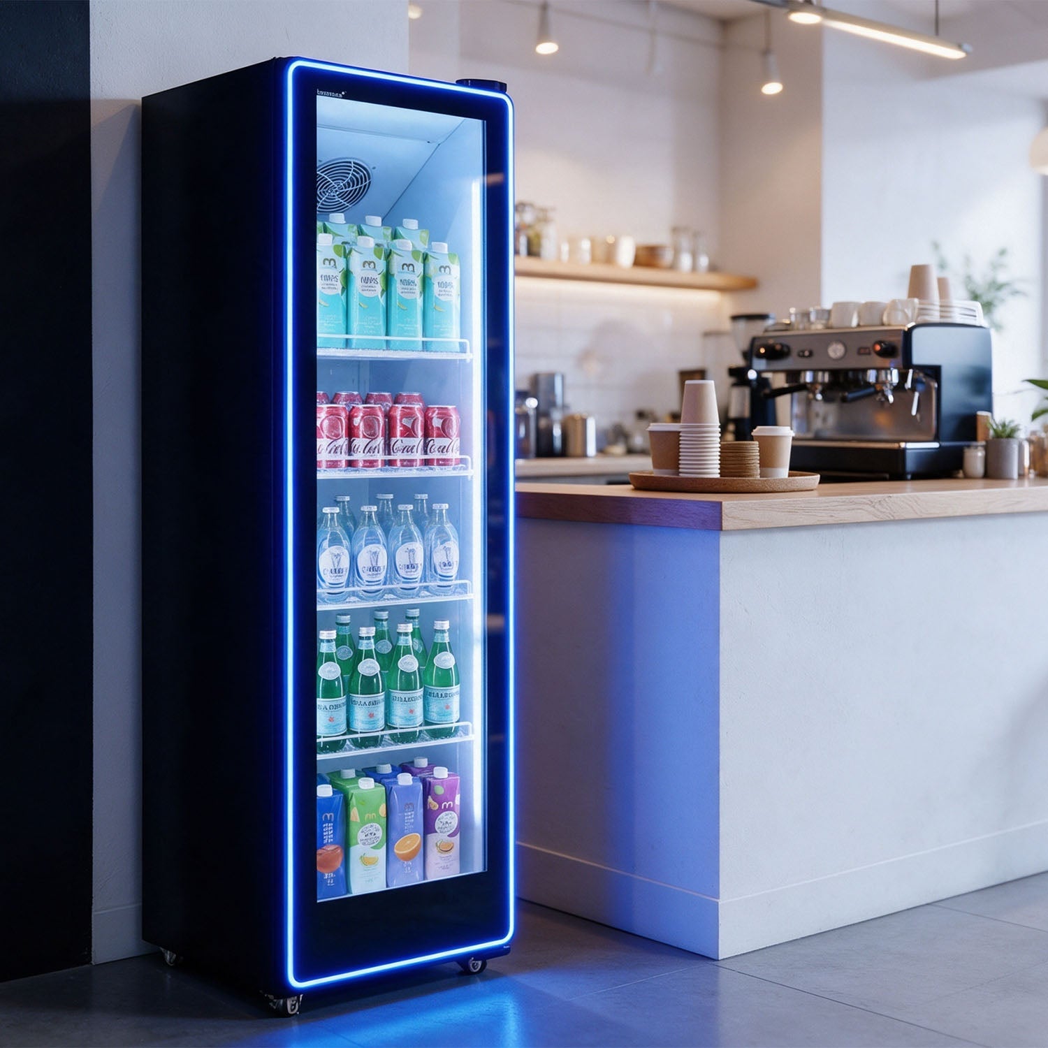 ICE-380N beverage refrigerator in a coffee space