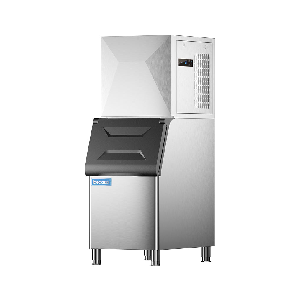 ICECASA Commercial Ice Maker Machine Stainless Steel 400 lbs/24H Ice with 267 lbs Storage