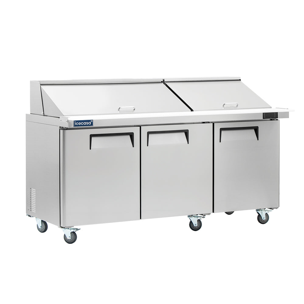 ICECASA 72" Stainless Steel Mega Top Sandwich Prep Table Refrigerator