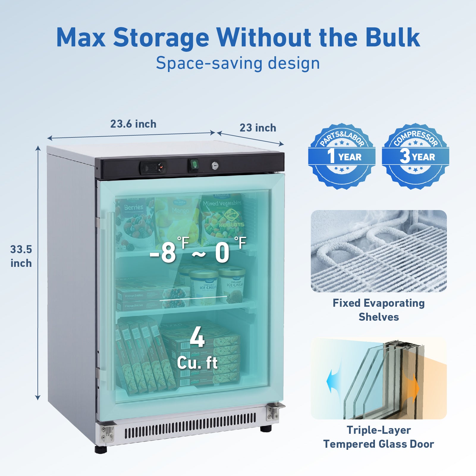 KF200G dimensions and storage capacity