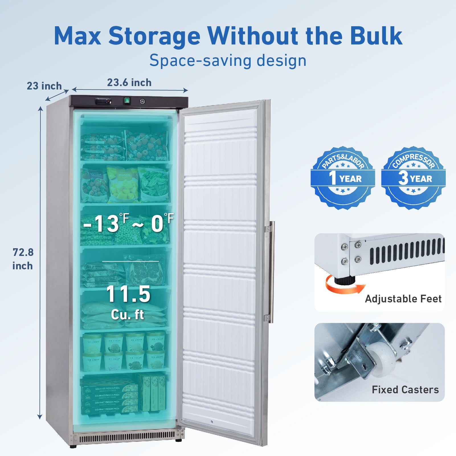 KF400-SS dimensions and storage capacity