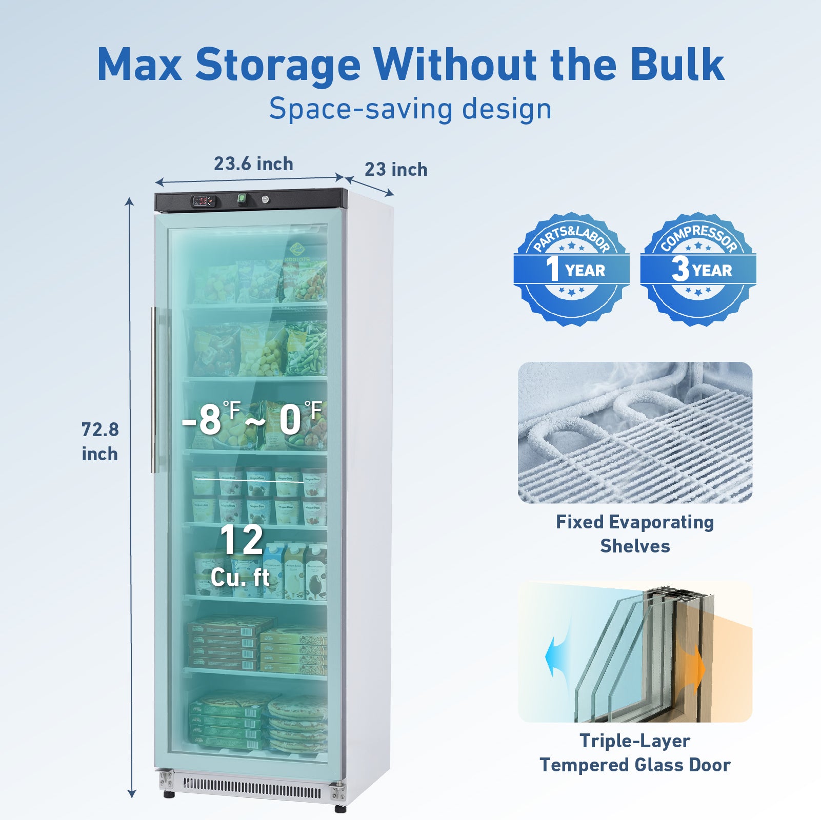 KF400G dimensions and storage capacity